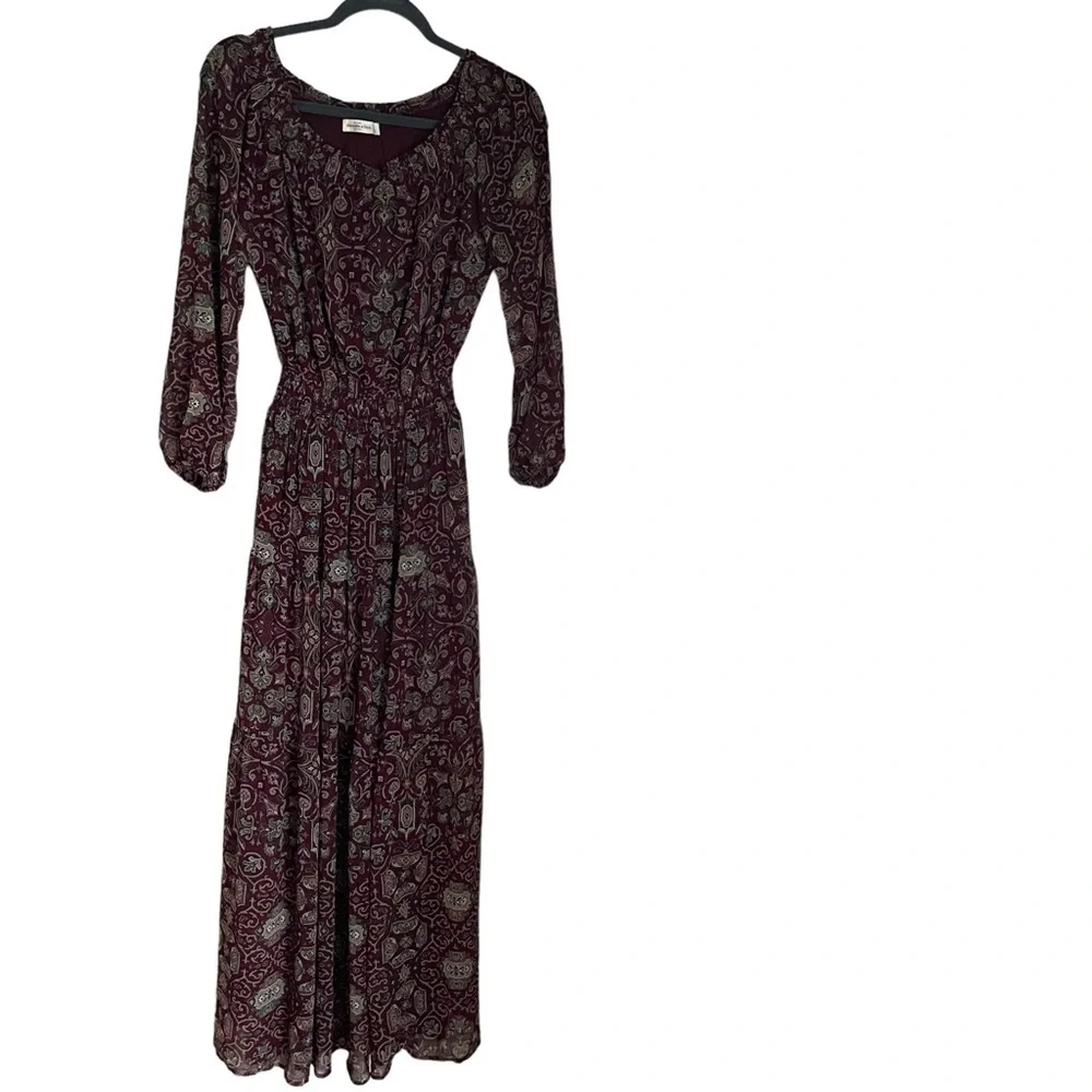 Abercrombie & Fitch Boho Long Sleeve Floaty Maxi Dress with Floral Print Size: S